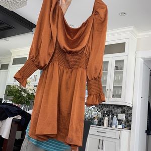 Tan silk dress